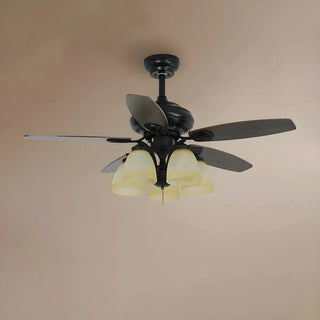 ZOWALA - Classic Black 5 Wood Blades Chandelier Fan with Light Image - 9