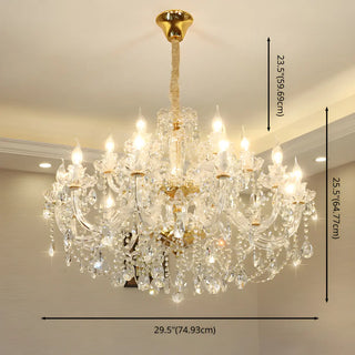 ZOWALA - Living Room Candle Clear Crystal Glass Classic Chandelier #size