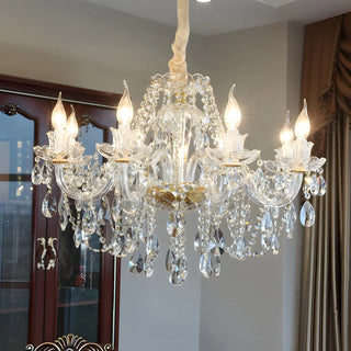 ZOWALA - Living Room Candle Clear Crystal Glass Classic Chandelier Image - 3