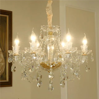ZOWALA - Living Room Candle Clear Crystal Glass Classic Chandelier Image - 7