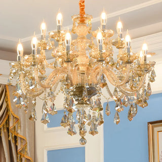 ZOWALA - Cognac Crystal Candelabra Living Room Classic Chandelier Image - 1