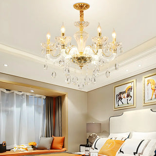 ZOWALA - Crystal Dining Room Gold Candle Large Classic Chandelier Image - 1
