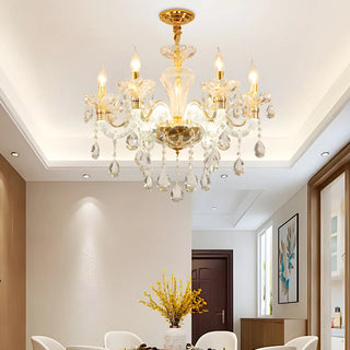 ZOWALA - Crystal Dining Room Gold Candle Large Classic Chandelier Image - 2