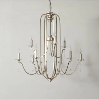 ZOWALA - Nickel Crystal Candle Tiered Living Room Classic Chandelier Image - 6