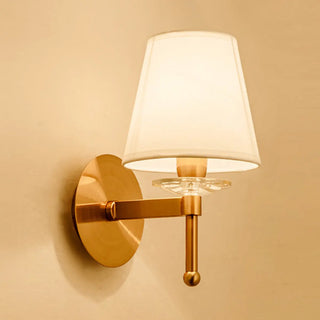 Classic White Fabric Shade Gold Cylinder Wall Sconce Zawala Image - 2