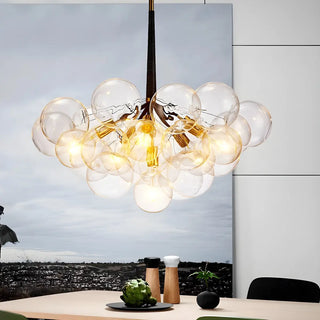 ZOWALA - Clear Glass Bubble Metal Chandelier Image - 1