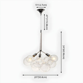 ZOWALA - Clear Glass Bubble Metal Chandelier #size