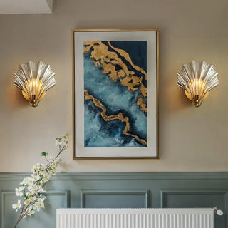 Art Deco Shell Glass Gold Finish LED Vanity Lights Zawala Image - 1