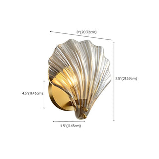 Art Deco Shell Glass Gold Finish LED Vanity Lights Zawala #size