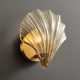Art Deco Shell Glass Gold Finish LED Vanity Lights Zawala Image - 9