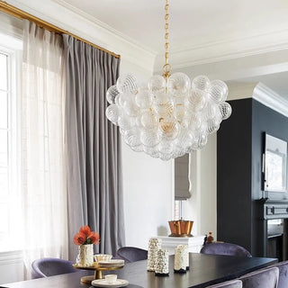 Cluster Clear Glass Dining Room Gold Bubble Chandelier Image - 1