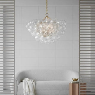 Cluster Clear Glass Dining Room Gold Bubble Chandelier Image - 2