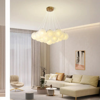 ZOWALA - Cluster White Glass Orb Chandelier Image - 11