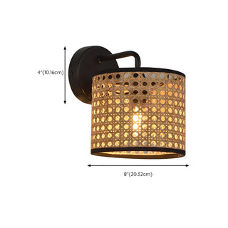 Coastal Cylinder Rattan Living Room Black Wall Sconce Zawala #size