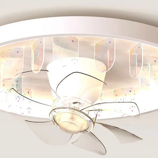 Flush Mount White Ring Ceiling Fan with LED Light Zawala Image - 10