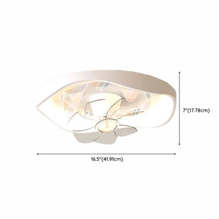 Flush Mount White Ring Ceiling Fan with LED Light Zawala Image - 14