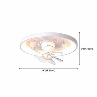 Flush Mount White Ring Ceiling Fan with LED Light Zawala Image - 15