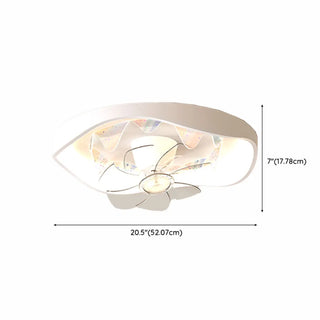 Flush Mount White Ring Ceiling Fan with LED Light Zawala Image - 16