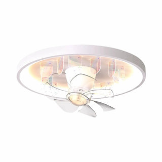 Flush Mount White Ring Ceiling Fan with LED Light Zawala Image - 5