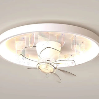 Flush Mount White Ring Ceiling Fan with LED Light Zawala Image - 8