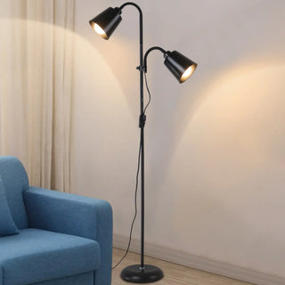 2-Light Black Cone Adjustable Reading Floor Lamp Zawala Image - 2