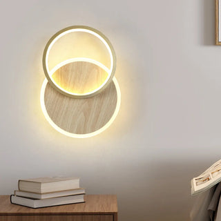 Contemporary Wood Geometric Metal LED Wall Sconce Zawala Image - 1