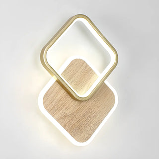 Contemporary Wood Geometric Metal LED Wall Sconce Zawala Image - 15