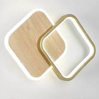 Contemporary Wood Geometric Metal LED Wall Sconce Zawala Image - 16