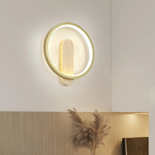Contemporary Wood Geometric Metal LED Wall Sconce Zawala Image - 3