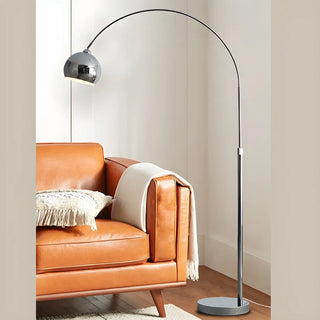 Adjustable Contemporary Black Dome and Arc Floor Lamp Zawala Image - 3