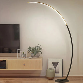 Contemporary Living Room White Arc LED Floor Lamp Zawala Image - 1