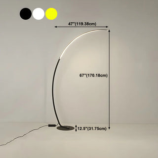 Contemporary Living Room White Arc LED Floor Lamp Zawala #size