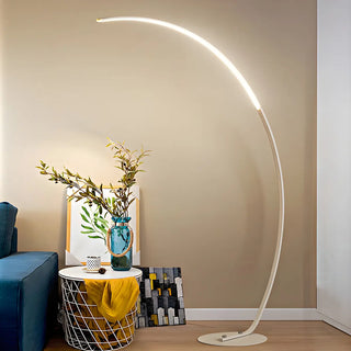 Contemporary Living Room White Arc LED Floor Lamp Zawala Image - 2