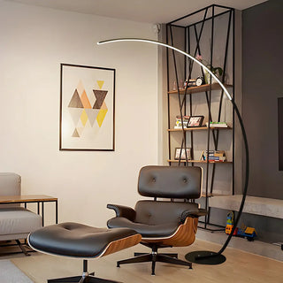 Contemporary Living Room White Arc LED Floor Lamp Zawala Image - 3