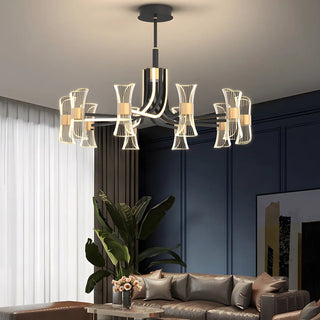 ZOWALA - Contemporary Waist Acrylic Living Room Black Chandelier Image - 2
