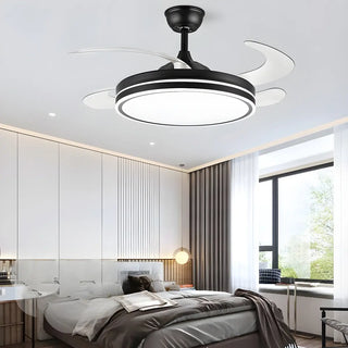 Remote Contemporary Gold Round Ceiling Fan with Light Zawala Image - 1