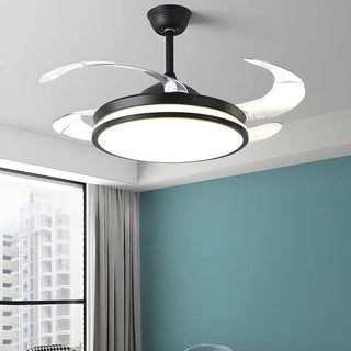 Remote Contemporary Gold Round Ceiling Fan with Light Zawala Image - 11