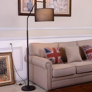 Contemporary Linen Cylinder Shade Arc Floor Lamp Zawala Image - 11