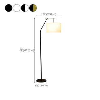 Contemporary Linen Cylinder Shade Arc Floor Lamp Zawala #size