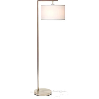 Contemporary Metal and Fabric Cylinder LED Floor Lamp Zawala Image - 13