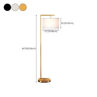 Contemporary Metal and Fabric Cylinder LED Floor Lamp Zawala #size