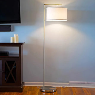 Contemporary Metal and Fabric Cylinder LED Floor Lamp Zawala Image - 3