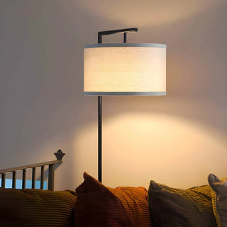Contemporary Metal and Fabric Cylinder LED Floor Lamp Zawala Image - 4