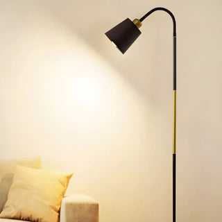 Sleek Black and Gold Cone Modern Metal Floor Light Zawala Image - 3