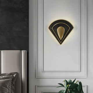Contemporary Fan Shaped Black and Gold Wall Sconce Zawala Image - 2