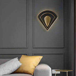 Contemporary Fan Shaped Black and Gold Wall Sconce Zawala Image - 4