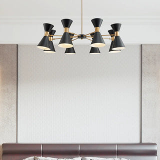 ZOWALA - Contemporary Cone Iron Large Living Room Black Chandelier Image - 1
