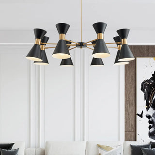 ZOWALA - Contemporary Cone Iron Large Living Room Black Chandelier Image - 2