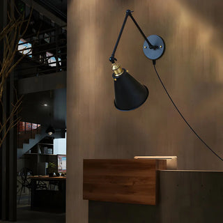 Contemporary Cone Swing Arm Dining Room Black Wall Sconce Image - 3