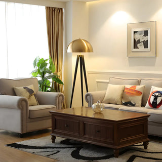 Contemporary Dome Brass Tripod Metal Floor Lamp Zawala Image - 1